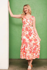 Lime 'N' Chili Sleeveless Floral Print V-Neck Midi Dress OutfitFlow